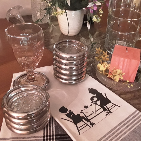 VTG. LEONARD, ITALY SILVERPLATED CRYSTAL COASTERS - Picture 2 of 14